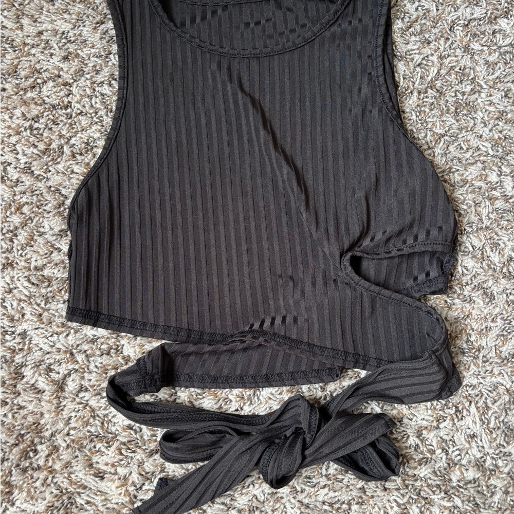 Black Sleeveless Tie Top